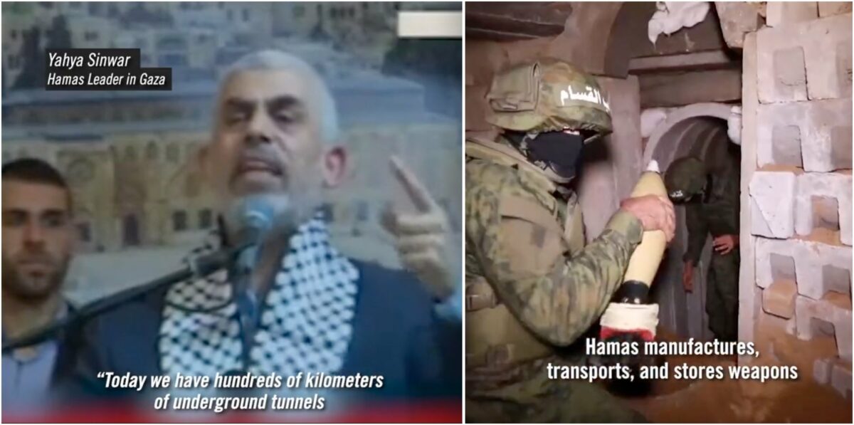 Hamas leader speaking of the terror tunnels they have built underground for terror attacks and smuggling of weapons. Screenshot: IDF Twitter