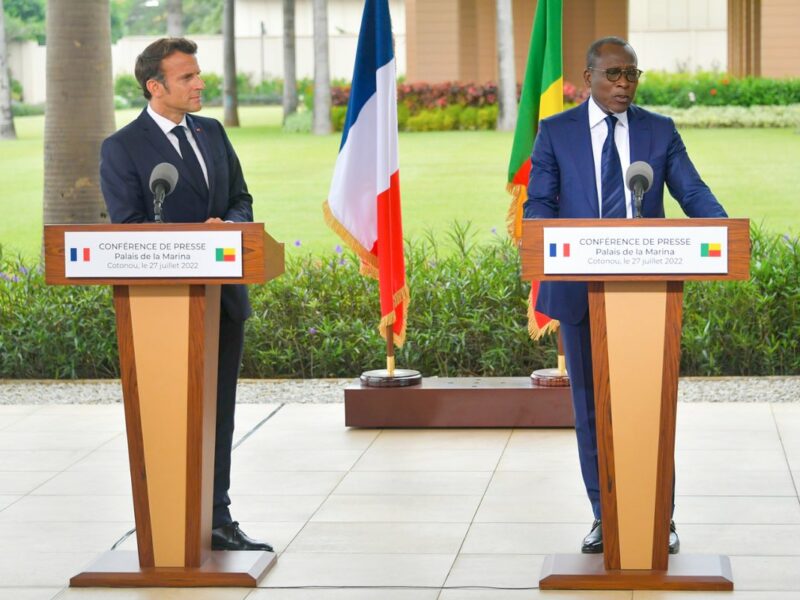 President Macron's visit to Benin, 27 July 2022. Benin Government Flickr; https://creativecommons.org/licenses/by-nc-nd/2.0/