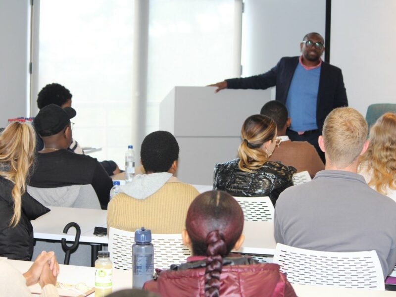 Mandla Mapondera from HYBR Ventures took questions during the business lunch at the UCT Kaplan Centre