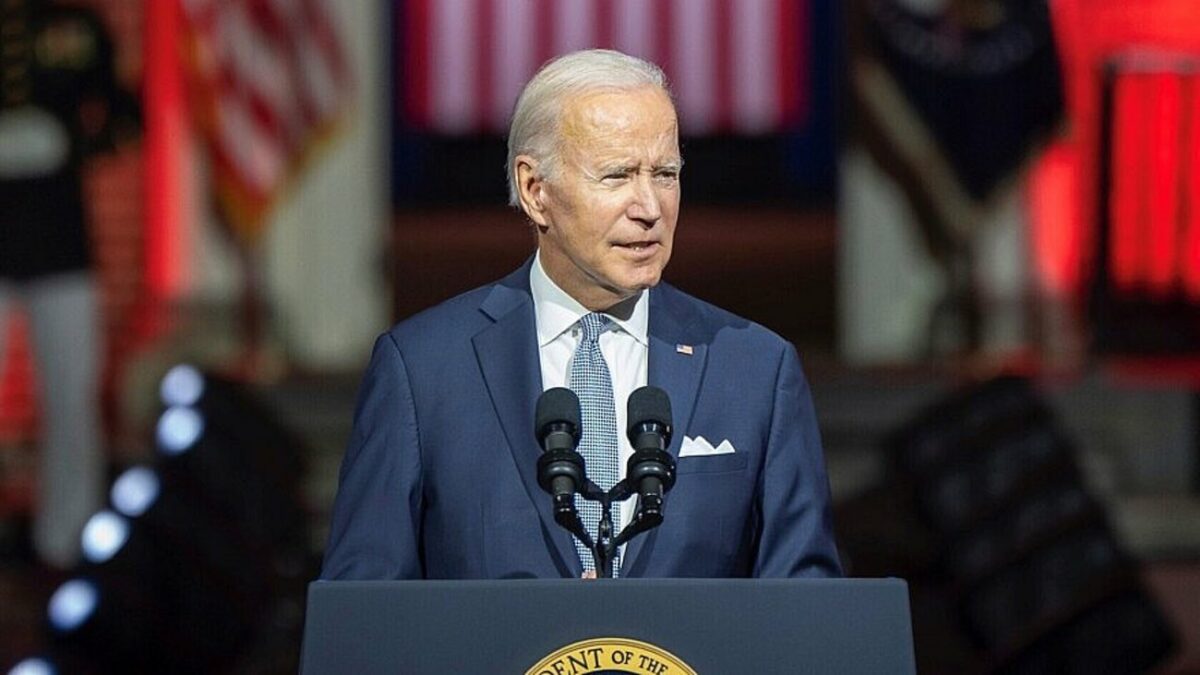U.S. President Joe Biden delivers a speech to the nation in front of Independence Hall in Philadelphia, Sept. 1, 2022. Source: Twitter/@POTUS.