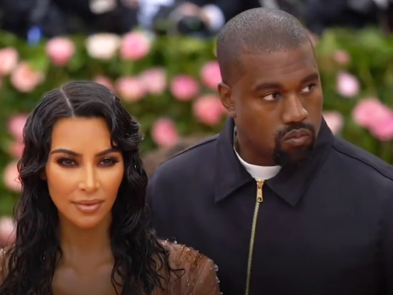 American rapper Kanye West and socialite Kim Kardashian pose together at the red carpet of the Met Gala in 2019. May 2018. Commons