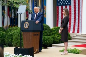 U.S. President Donald Trump announces Judge Amy Coney Barrett as his nominee for Associate Justice of the U.S. Supreme Court in the Rose Garden of the White House on Sept. 26, 2020. Credit: Andrea Hanks/The White House.