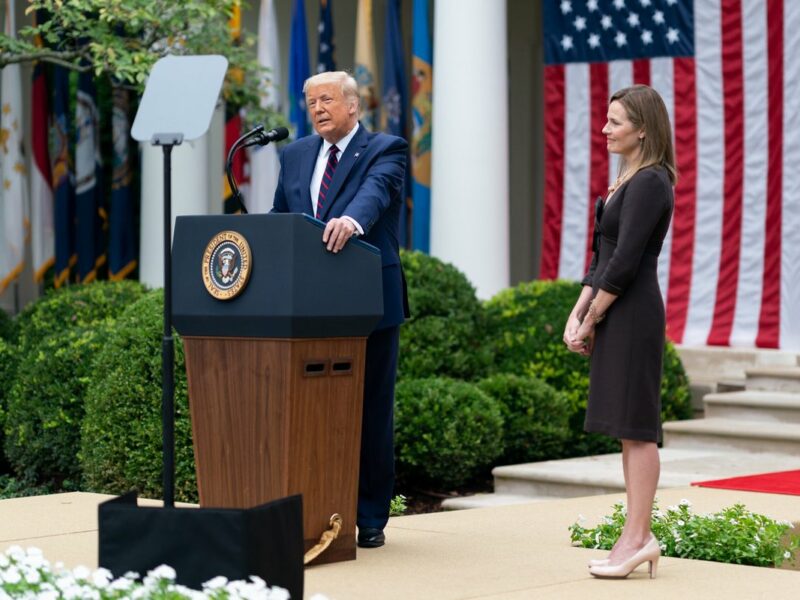 U.S. President Donald Trump announces Judge Amy Coney Barrett as his nominee for Associate Justice of the U.S. Supreme Court in the Rose Garden of the White House on Sept. 26, 2020. Credit: Andrea Hanks/The White House.