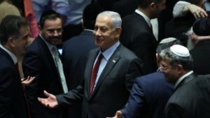 Benjamin Netanyahu during a plenum session in Israel's parliament. Dec. 13, 2022. Photo by Yonatan Sindel/Flash90.