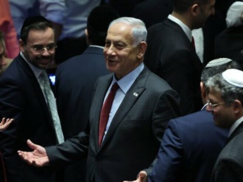 Benjamin Netanyahu during a plenum session in Israel's parliament. Dec. 13, 2022. Photo by Yonatan Sindel/Flash90.