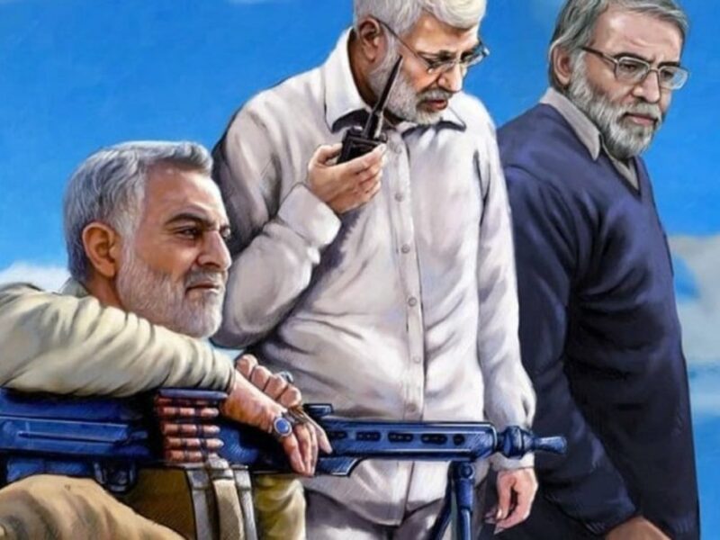 A martyrs’ “summit meeting”: IRGC Quds Force commander Maj. Gen. Qassem Soleimani, Iraqi militia leader Abu Mahdi al-Muhandis and IRGC Brig. Gen. Mohsen Fakhrizadeh. Source: Iranian media.