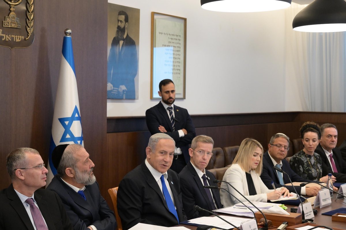 Israeli Prime Minister Benjamin Netanyahu at the weekly Cabinet meeting in Jerusalem, Jan. 15, 2023. Credit: Amos Ben-Gershom/GPO.