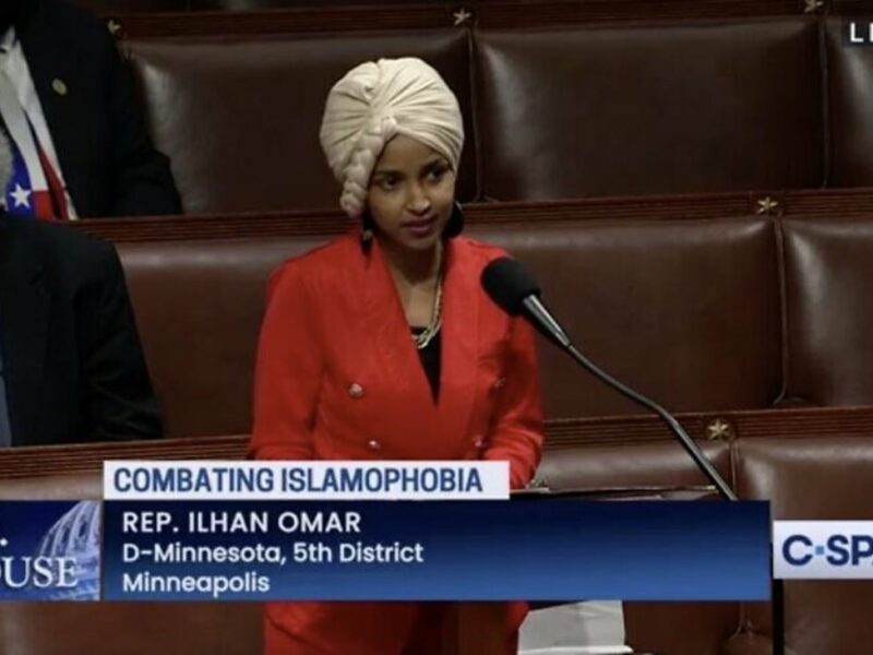 U.S. Rep. Ilhan Omar (D-Minn.) speaking on the floor of the House of Representatives. Source: Screenshot.