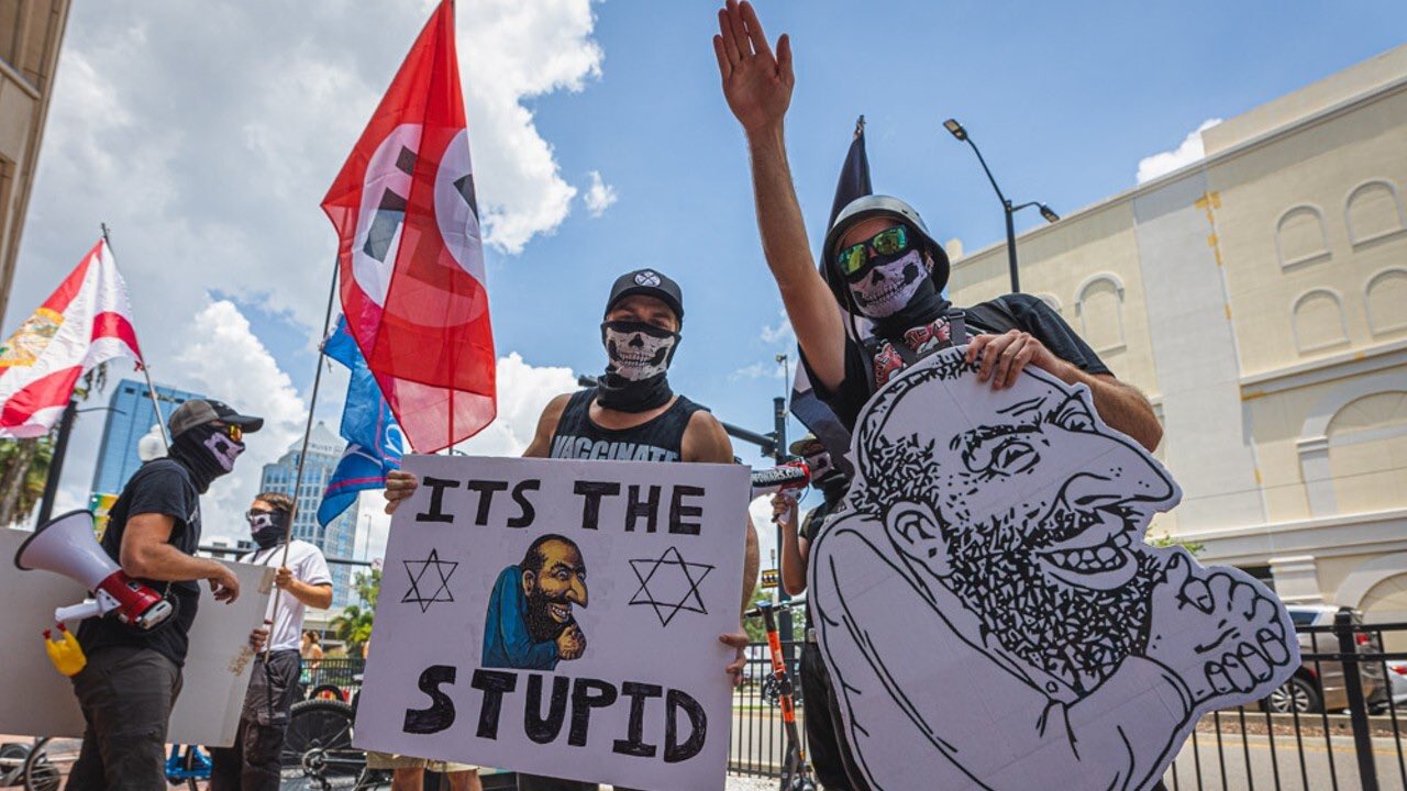 An antisemitic demonstration in Florida. Source: Screenshot
