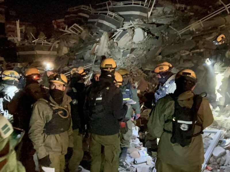 Members of an Israel Defense Forces delegation search for survivors in earthquake-ravaged Turkey, Feb. 7, 2023. Credit: Israeli Foreign Ministry.