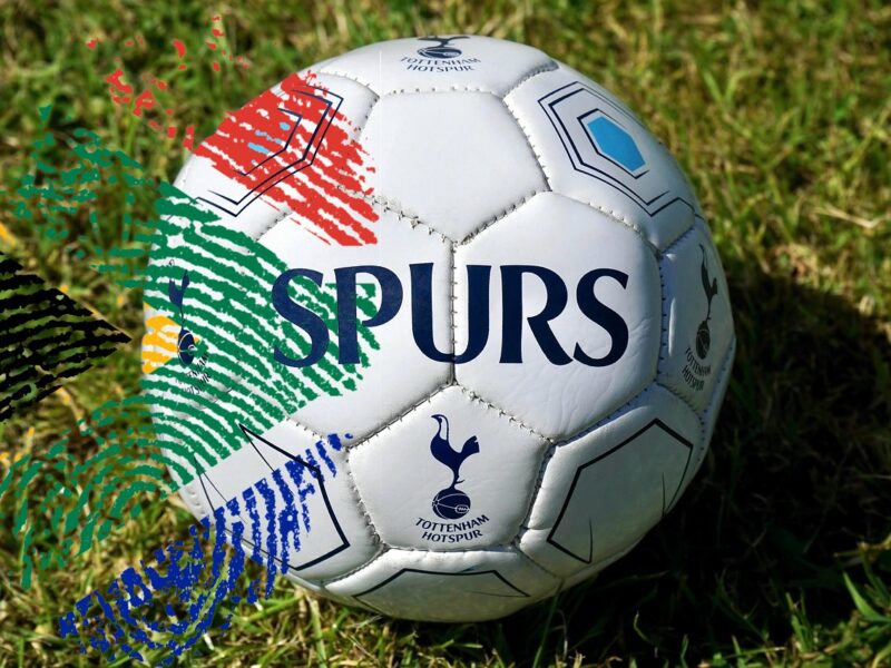 Tottenham Hotspur football, commons. South African flag thumbprint, commons. Picture by Newsi Staff.