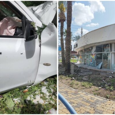 Left: Terror Shooting Hamra Junction, 7 April 2023, Courtesy: SAZF; Right: Rockets Fired from Lebanon land in Israel, 6 April 2023, Courtesy: SAZF.